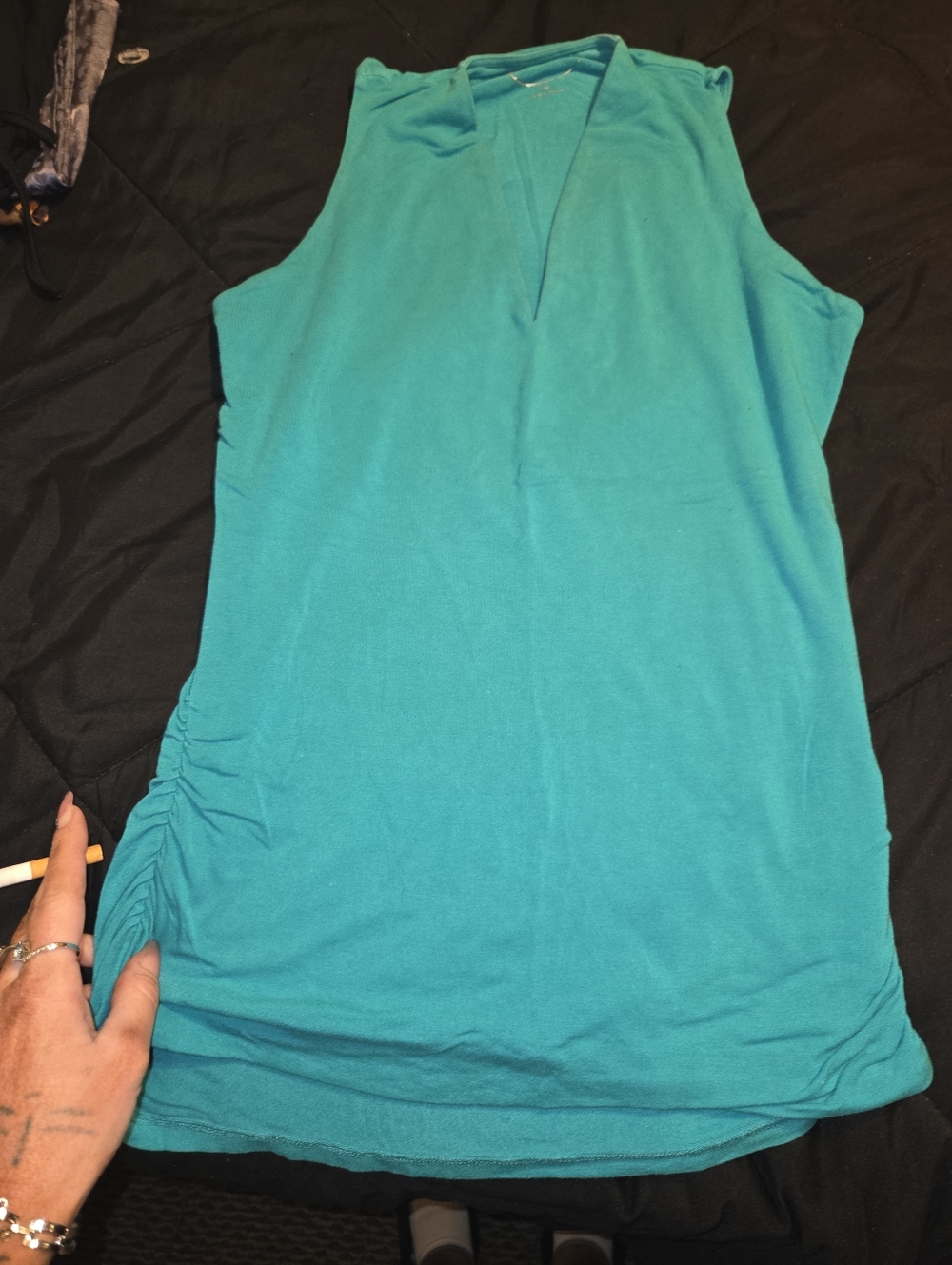 INC International Concepts Teal Sleeveless V-Neck Tank